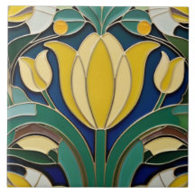 Modernist Art nouveau Gult Tulip Flower