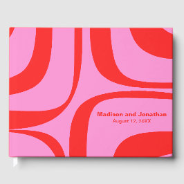 Modernist Retro Groove Preppy Rosa and Red Gästböcker