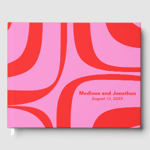 Modernist Retro Groove Preppy Rosa and Red Gästböcker