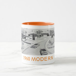 Modernistisk bostads- mugg för äkta 60-tal