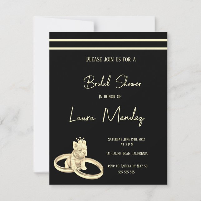 moderno perro oscuro Bridal Shower Invite (Framsida)