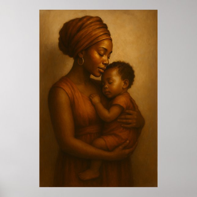 Moderns famn | Afrikansk mor och barn vägg Poster (Framsidan)