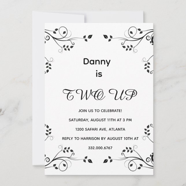 Modernt 2-års födelsedagsfoto inbjudningar (Framsida)