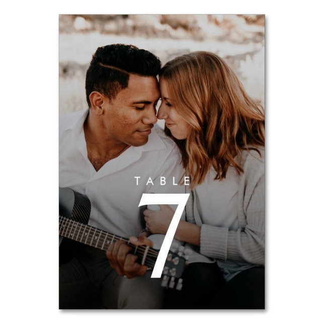 Modernt 2-foto bröllopsbordnummer bordsnummer (Framsidan)