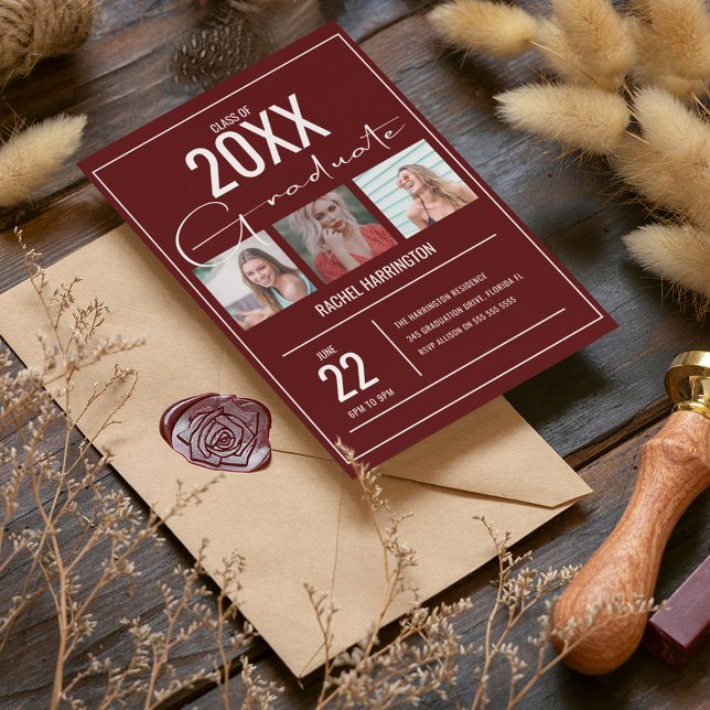 Modernt 3-bilds examensbevis-inbjudan inbjudningar (Skapare uppladdad)