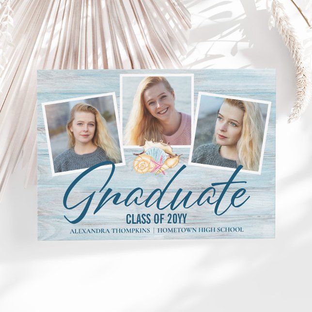 Modernt 3-foto strandtema examensmeddelande meddelande (Skapare uppladdad)