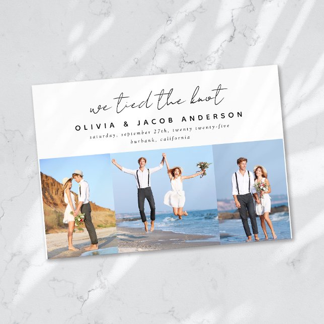 Modernt 3 Foto Vi Knöt Bröllopet Elopement Bröllop Meddelande (Skapare uppladdad)