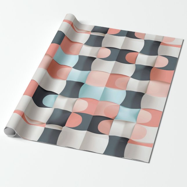 Modernt 3D-böjt geometriskt illusionmönster Presentpapper (Utrullad)