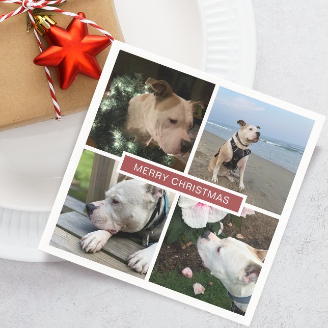 Modernt 4 bilder rutnätspapper pappersservett (Modern 4 Photos Grid Paper Napkins)