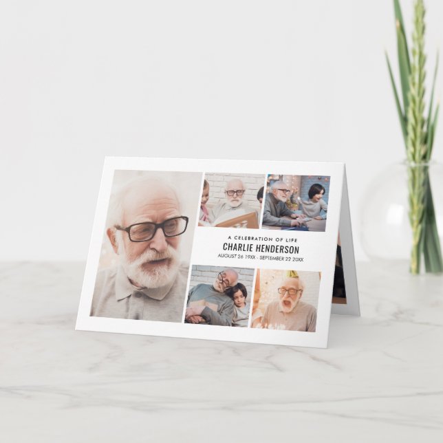 Modernt 7-foto begravningsprogram med biografi och program (Framsida)