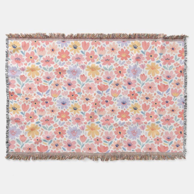 Modernt abstrakt blommönster filt (Framsidan)
