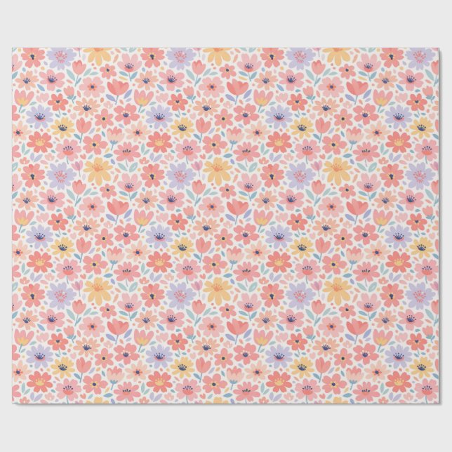 Modernt abstrakt blommönster presentpapper (Platt)
