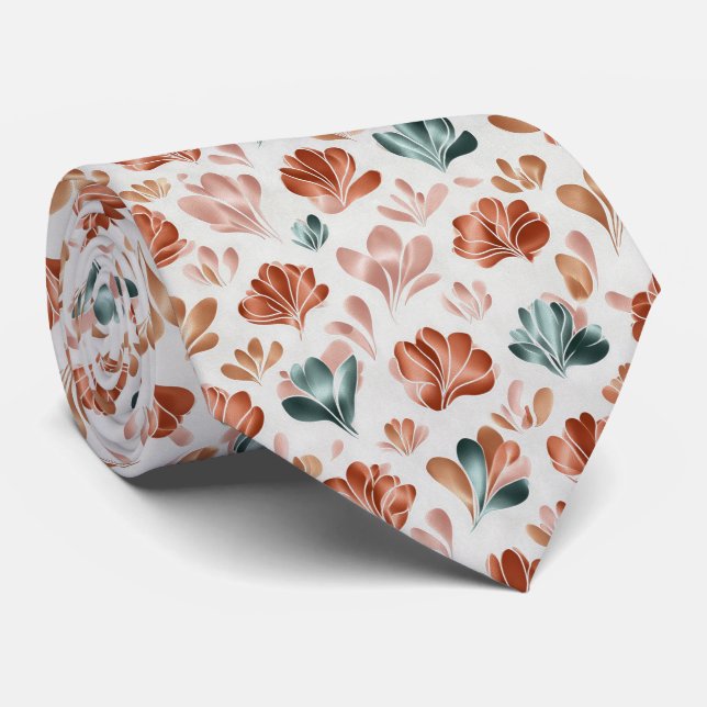 Modernt abstrakt blommönster slips (Rullad)