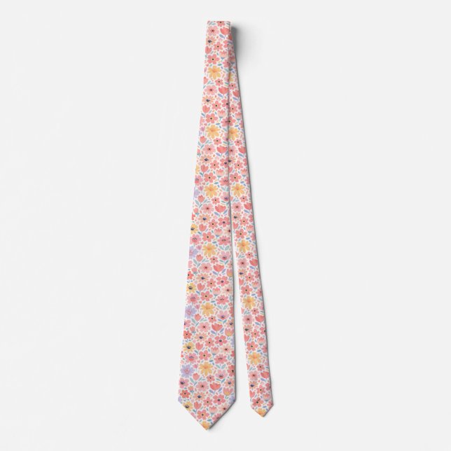 Modernt abstrakt blommönster slips (Framsida)