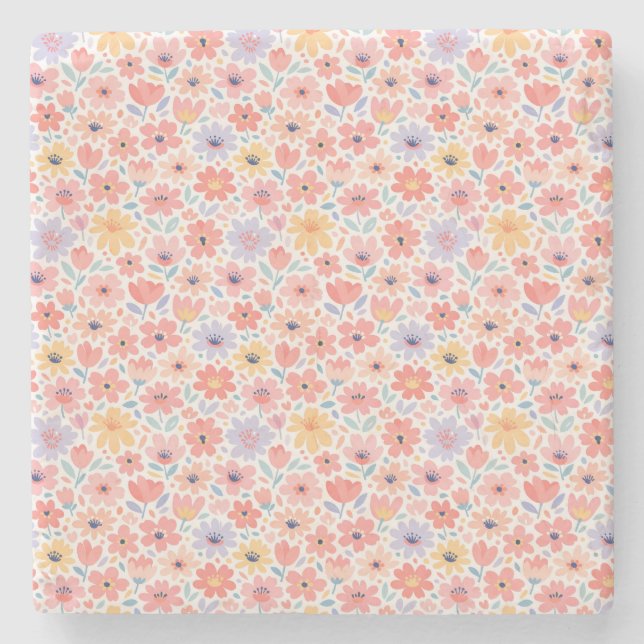 Modernt abstrakt blommönster stenunderlägg (Framsidan)