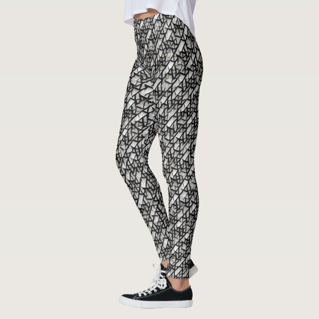 Modernt abstrakt geometriskt digitalt mönster 1272 leggings (Vänster)