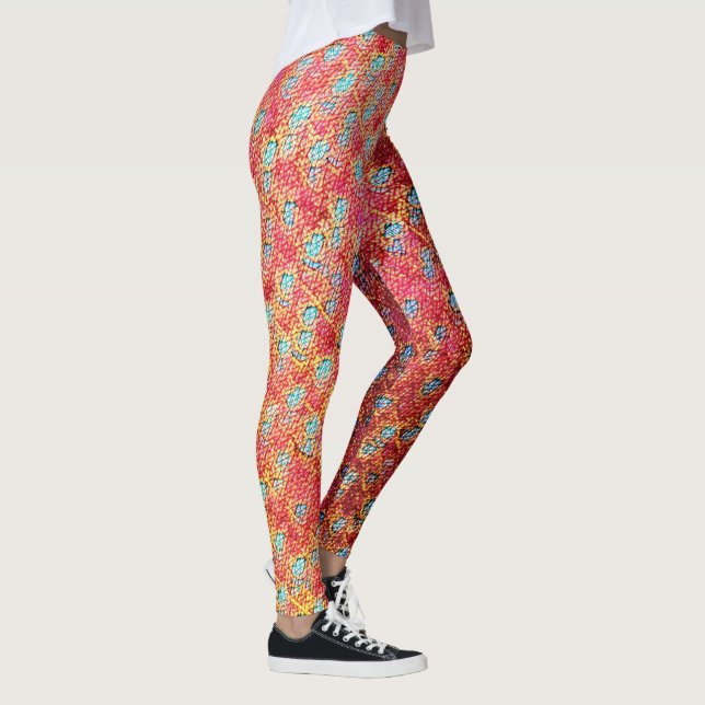 Modernt abstrakt geometriskt digitalt mönster 1274 leggings (Höger)
