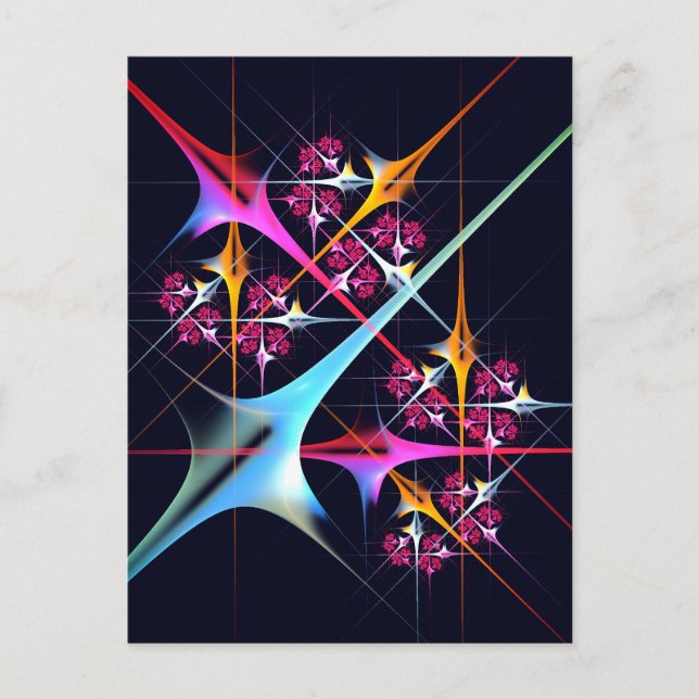 Modernt abstrakt konstverk med rosa blommor Färg M Vykort (Framsida)