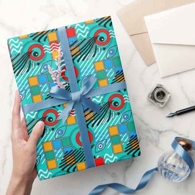 Modernt abstrakt kreativt flerfärgat mönster presentpapper (Gifting)