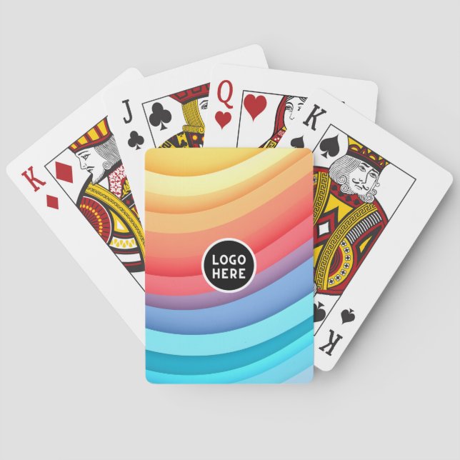 Modernt Abstrakt Regnbågsvågor med din Logo  Casinokort (Baksidan)