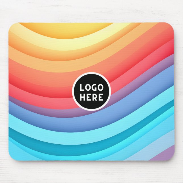 Modernt Abstrakt Regnbågsvågor med din Logotyp  Musmatta (Framsidan)