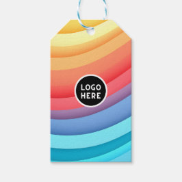 Modernt Abstrakt Regnbågsvågor med din Logotyp Presentetikett