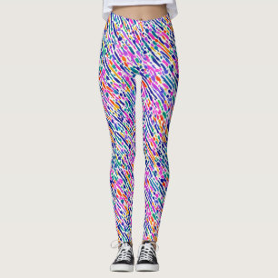 Modernt abstrakt rosa lila penseldragsmålning leggings