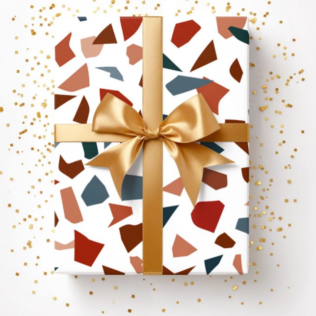 Modernt abstrakt terrazzo-marmormönster presentpapper (Modern Abstract Terrazzo Marble Pattern Wrapping Paper)