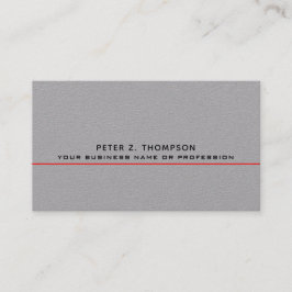 modernt affärskort med tunn röd linje på grått visitkort