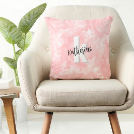 Modernt akvarell rosa monogram kudde