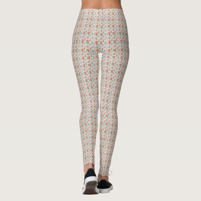 Modernt akvarellblommönster leggings (Baksida)