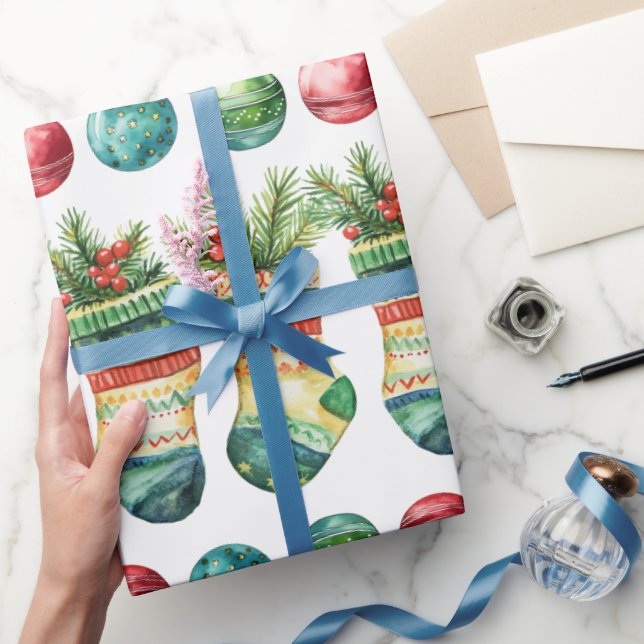 Modernt akvarellinpackningspapper presentpapper (Gifting)