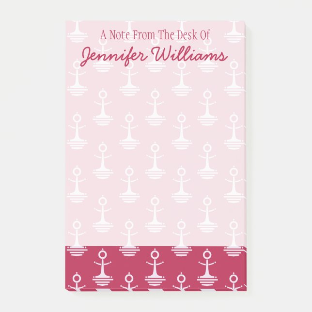 Modernt ankrar mönster | tillfogar ditt namn post-it block (Framsida)