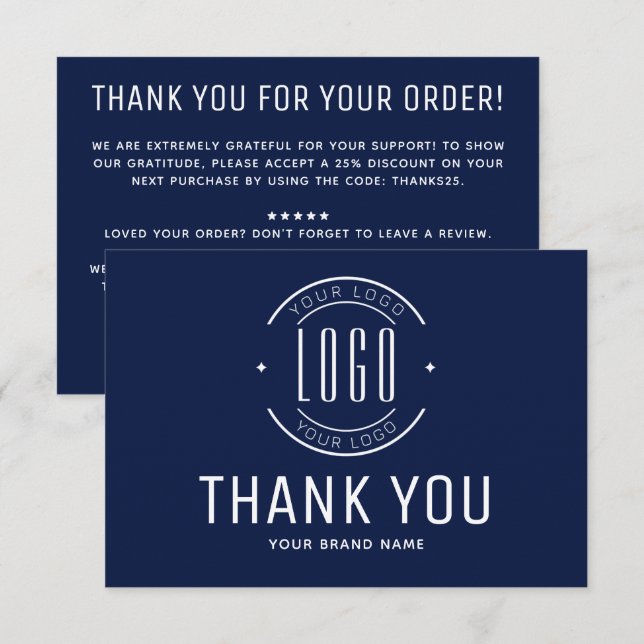 Modernt anpassat företagslogotyp affärsvarumärke tack kort (Fram/baksida)