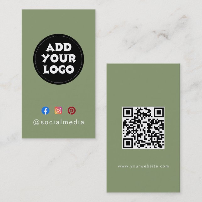 Modernt anpassat logotyp Sociala medier QR-kod web Visitkort (Fram/baksida)
