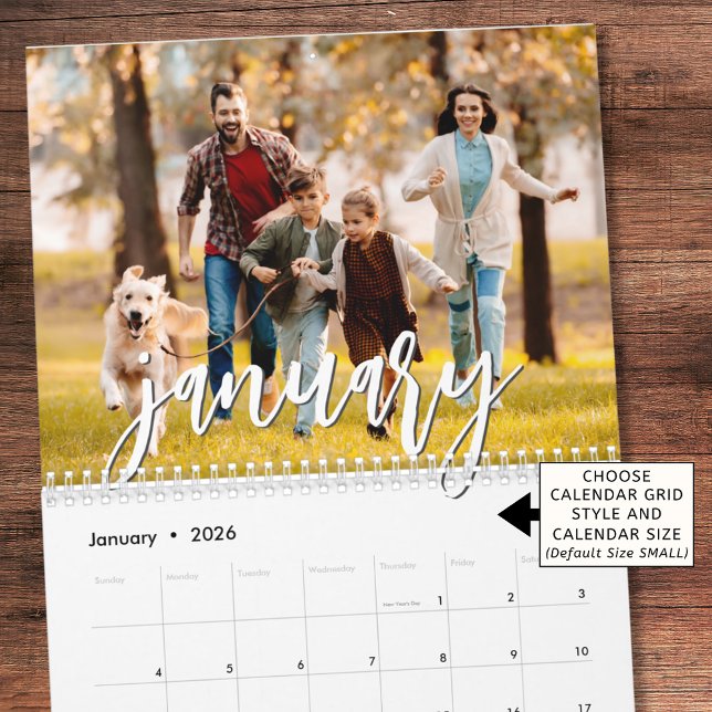 Modernt anpassat manus för enstaka foton kalender (Skapare uppladdad)