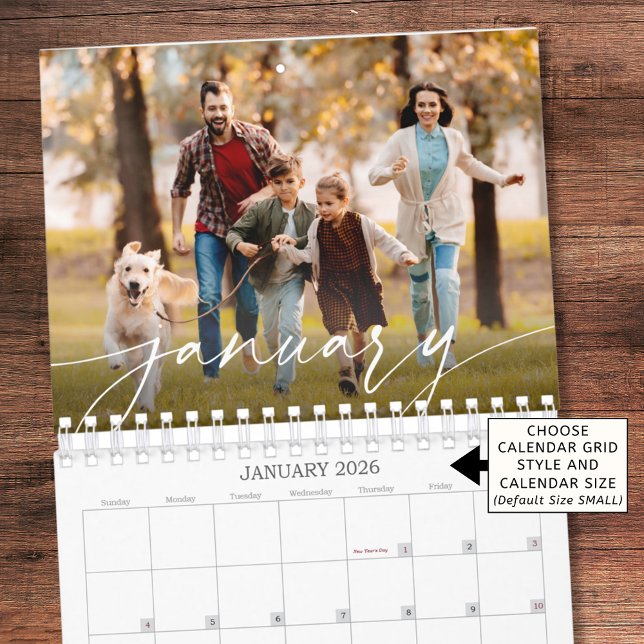 Modernt anpassat manus för enstaka foton kalender (Skapare uppladdad)