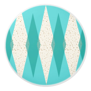 Modernt Argyle för mitt- århundrade keramiskt Knopp