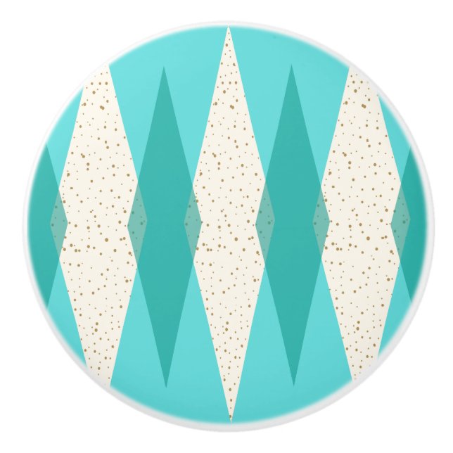 Modernt Argyle för mitt- århundrade keramiskt Knopp (Framsidan)