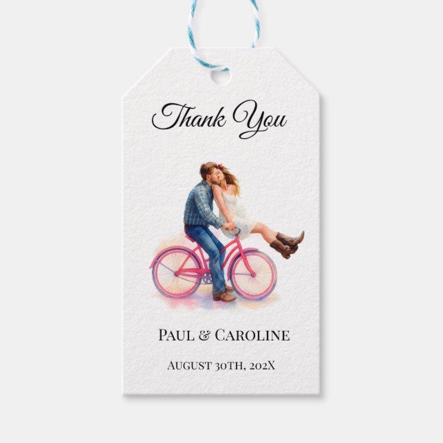 Modernt avslappnad romantisk bröllop konstnärligt  presentetikett (Framsidan)