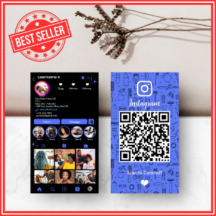 Modernt Azure Blue Frisörsalong Instagram QR Visitkort