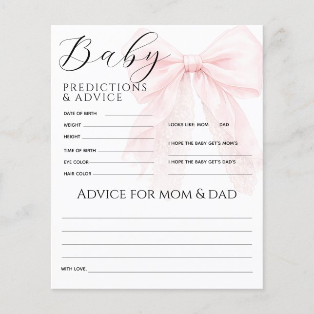 Modernt baby shower-spel med rosa band för flickor (Framsida)