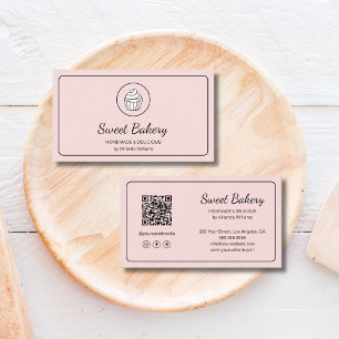 Modernt Bakarlogotyp QR-kod Rosa Visitkort