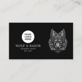 Modernt Barberar Silver Wolf Logotyp Qr Kod Visitkort