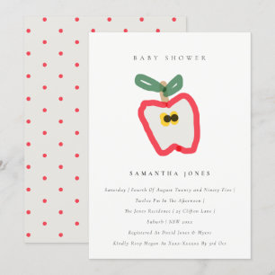 Modernt barn Hand plockade Apple Fruit Baby Shower Inbjudningar