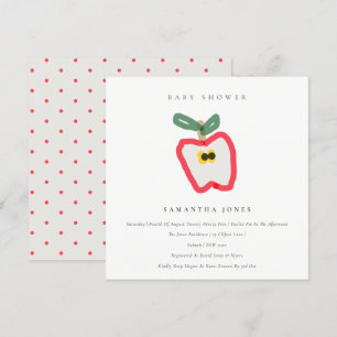 Modernt barn Hand plockade Apple Fruit Baby Shower Inbjudningar