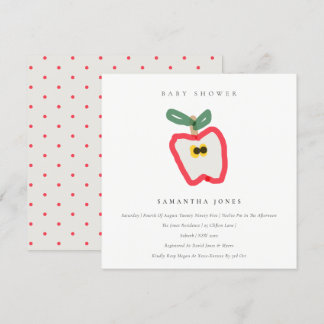 Modernt barn Hand plockade Apple Fruit Baby Shower Inbjudningar