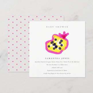 Modernt barn i Hand plockade Passion Fruit Baby Sh Inbjudningar