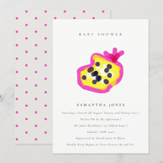 Modernt barn i Hand plockade Passion Fruit Baby Sh Inbjudningar