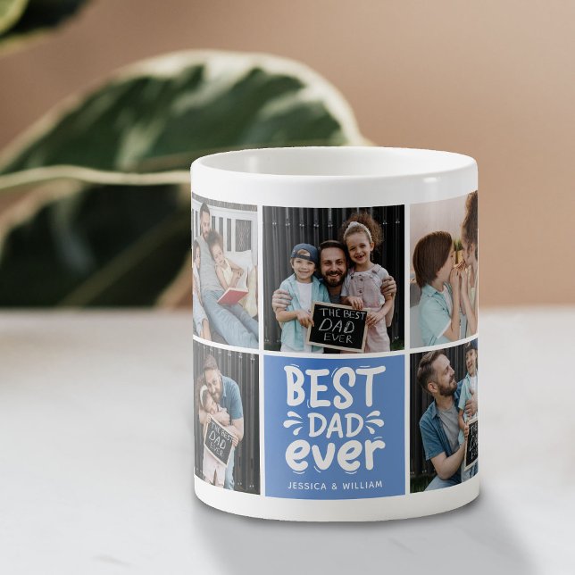 Modernt 'Bästa pappa någonsin' 9-foto minne  Kaffemugg (Skapare uppladdad)